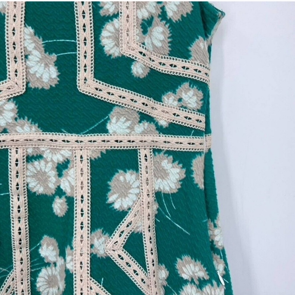 Maeve Anthropologie Emma Green Fit & Flare Dress Size 6 Floral Sleeveless - Picture 3 of 4